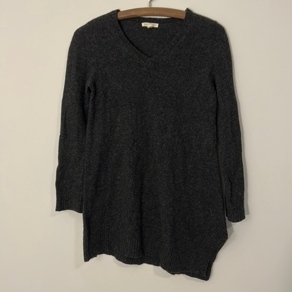 Eileen Fisher Charcoal Gray Asymmetrical Hem Wool Blend Sweater size XS